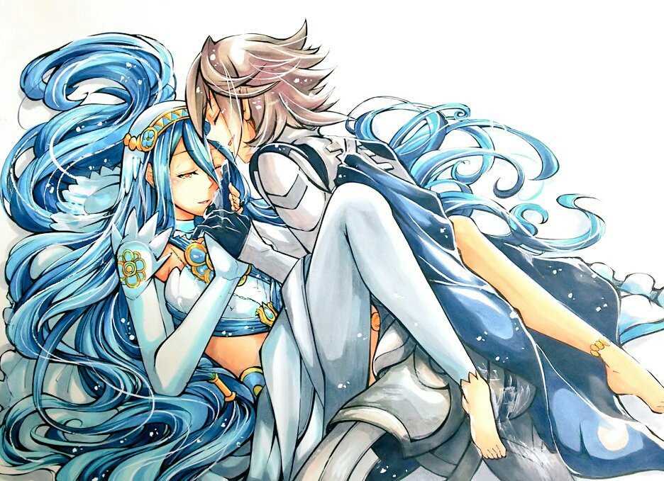 absurdly_long_hair, aqua_(fire_emblem_if), armor, blue_hair, cape, closed_eyes, dress, fire_emblem
