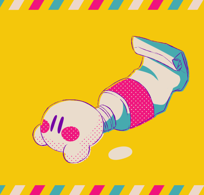 amedama_(akaki_4207), black_eyes, blush, halftone, kirby, kirby_(series), limited_palette, nintendo
