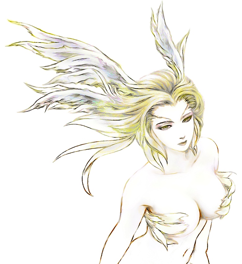 blonde_hair, final_fantasy, final_fantasy_viii, fm77_(artist), head_wings, headwings, long_hair, siren, siren_(final_fantasy), solo, yellow_eyes