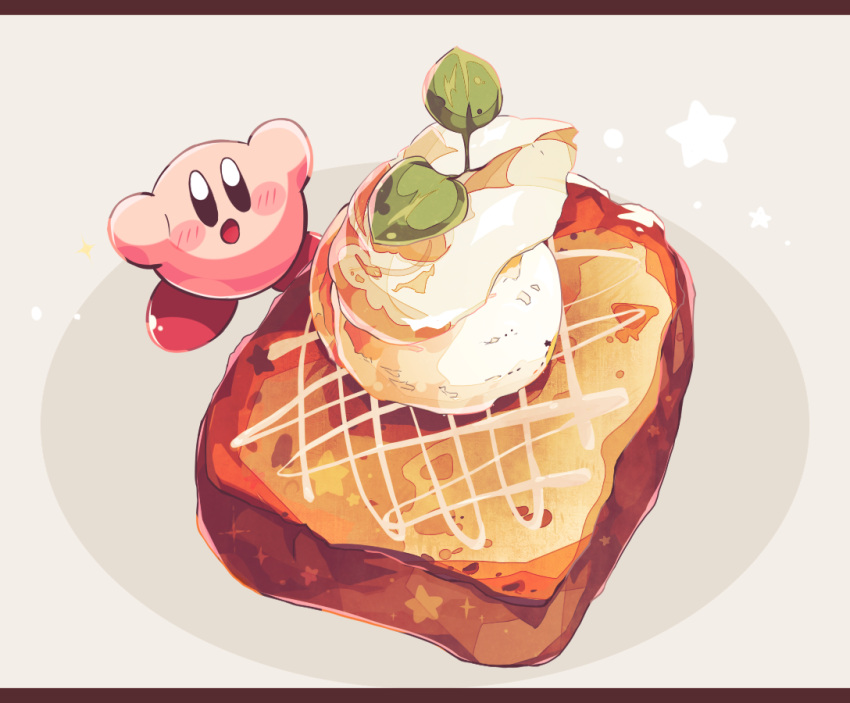 amedama_(akaki_4207), black_eyes, blush, food, food_request, ice_cream, kirby, kirby_(series)