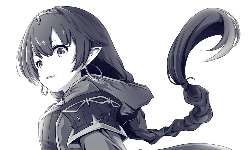 1girl, braid, cloak, earrings, granblue_fantasy, haaselila, harvin, hood