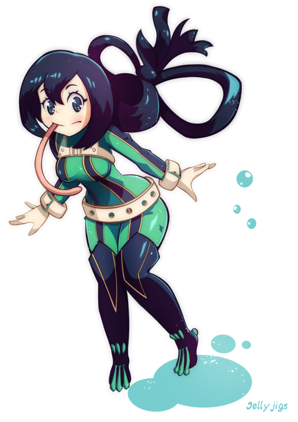 1girl, :>, artist_name, asui_tsuyu, black_eyes, black_hair, bodysuit, boku_no_hero_academia