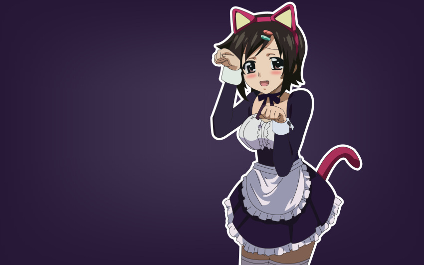 catgirl, fang, maid, sora_no_otoshimono, tail, thigh-highs, tomoko, vector