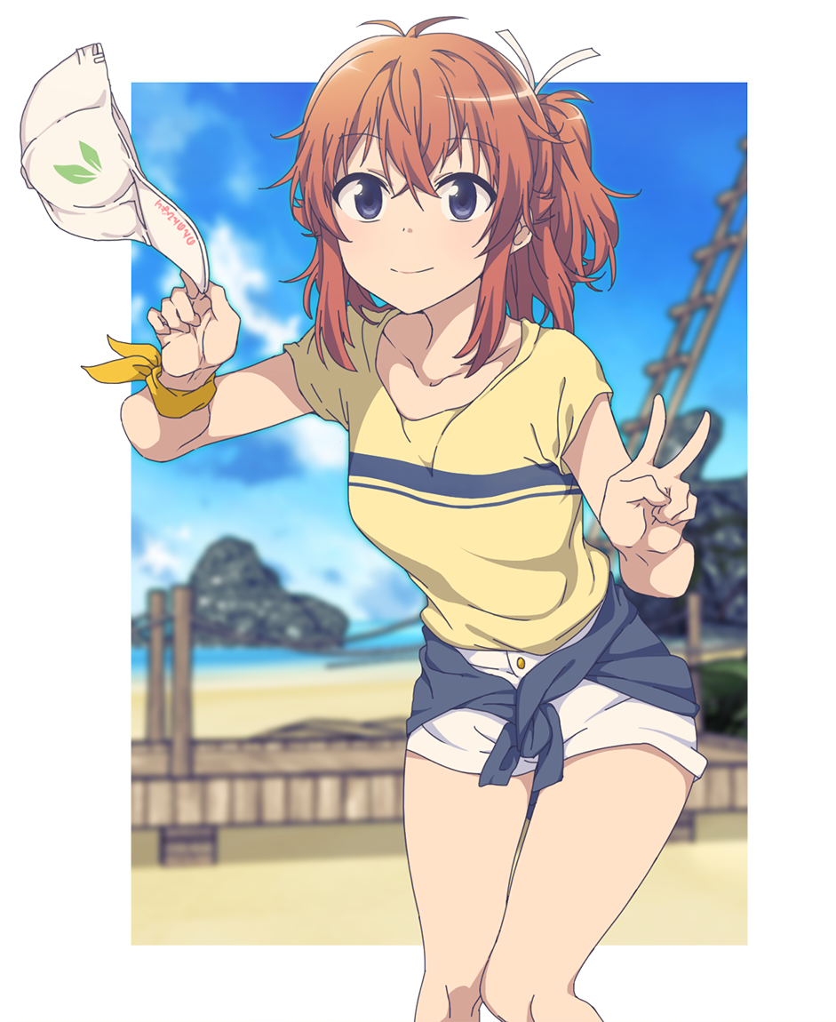 1girl, baseball_cap, beach, black_eyes, blurry, blurry_background, commentary, day