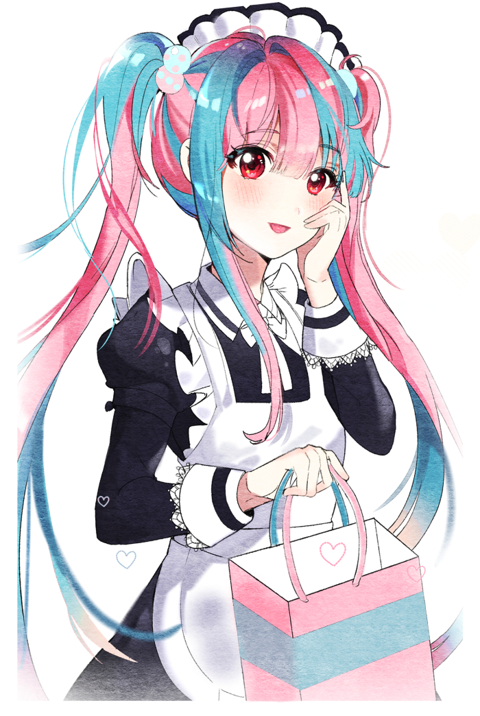 1girl, :d, alternate_costume, apron, bag, bang_dream!, bang_dream!_girls_band_party!, bangs