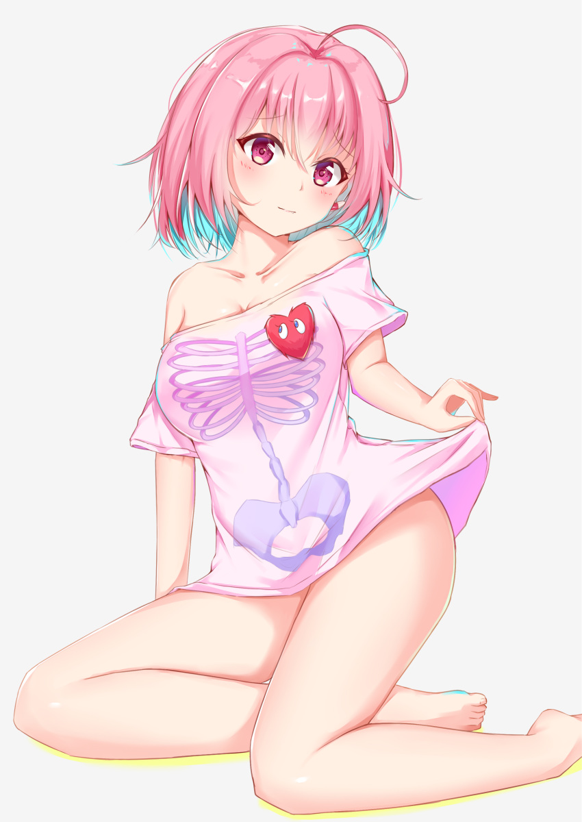 1girl, absurdres, ahoge, ass, bangs, bare_legs, bare_shoulders, blue_hair
