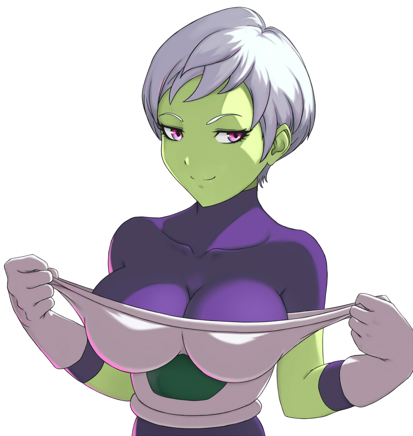1girl, bodysuit, breasts, cheelai, dragon_ball, dragon_ball_super, dragon_ball_super_broly, gloves