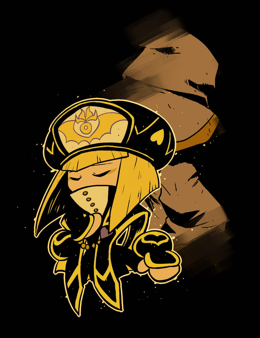 1boy, 1girl, back-to-back, bangs, black_background, blonde_hair, blunt_bangs, closed_eyes