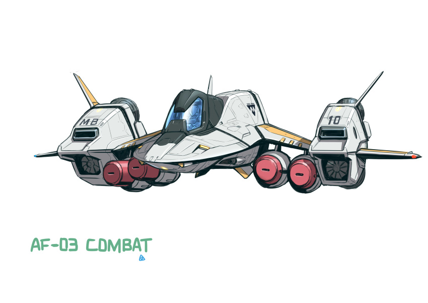 80s, absurdres, af-03_combat, armor, canards, canopy, cockpit, colored_stripes, commentary, commentary_request, energy_cannon, glowing, helmet, highres, kikou_souseiki_mospeada, lights, machinery, mecha, mercy_rabbit, missile, mospeada, mospeada_(mecha), official_style, oldschool, pilot, power_armor, power_suit, radio_antenna, roundel, science_fiction, simple_background, sketch, solo, space_craft, spacesuit, starfighter, striped, thrusters, turbine