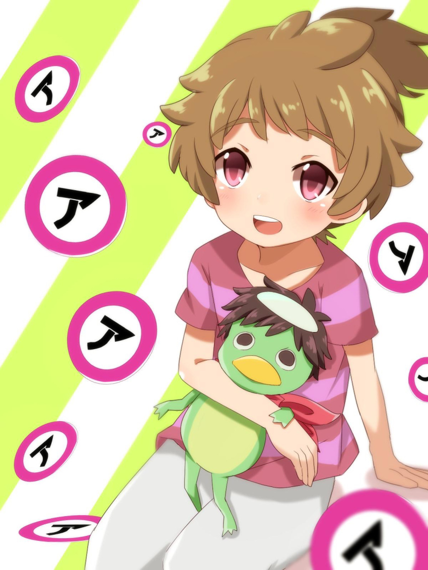 1boy, :d, blush, brown_hair, character_doll, child, doll, highres