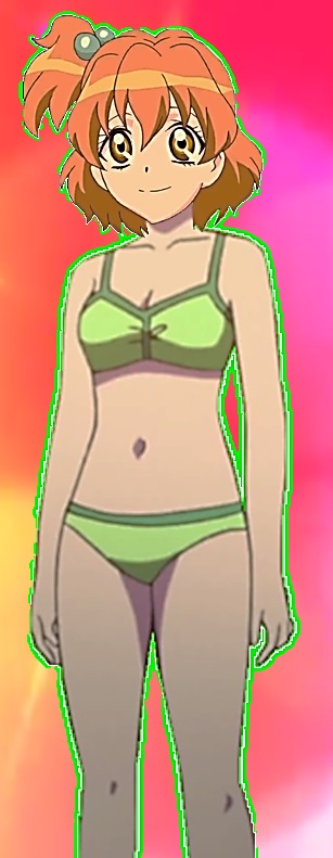 1girl, 2015, bikini, breasts, cleavage, closed_mouth, fresh_precure!, green_bikini