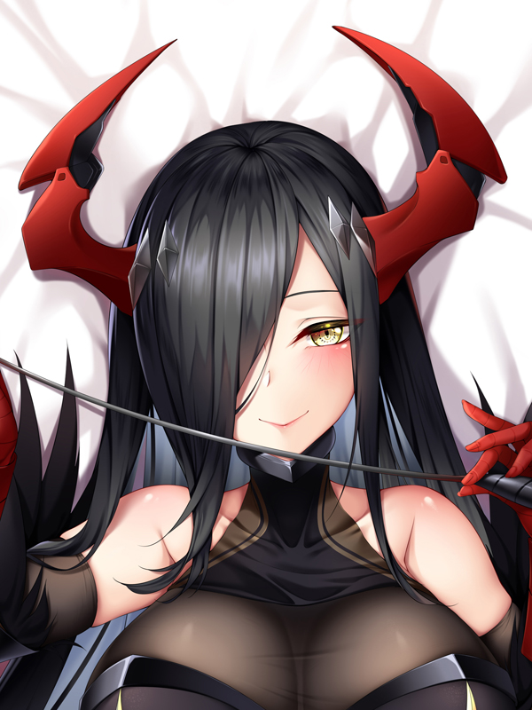 1girl, arm_warmers, asymmetrical_bangs, azur_lane, bakugadou, bangs, bare_shoulders, baton_(instrument)