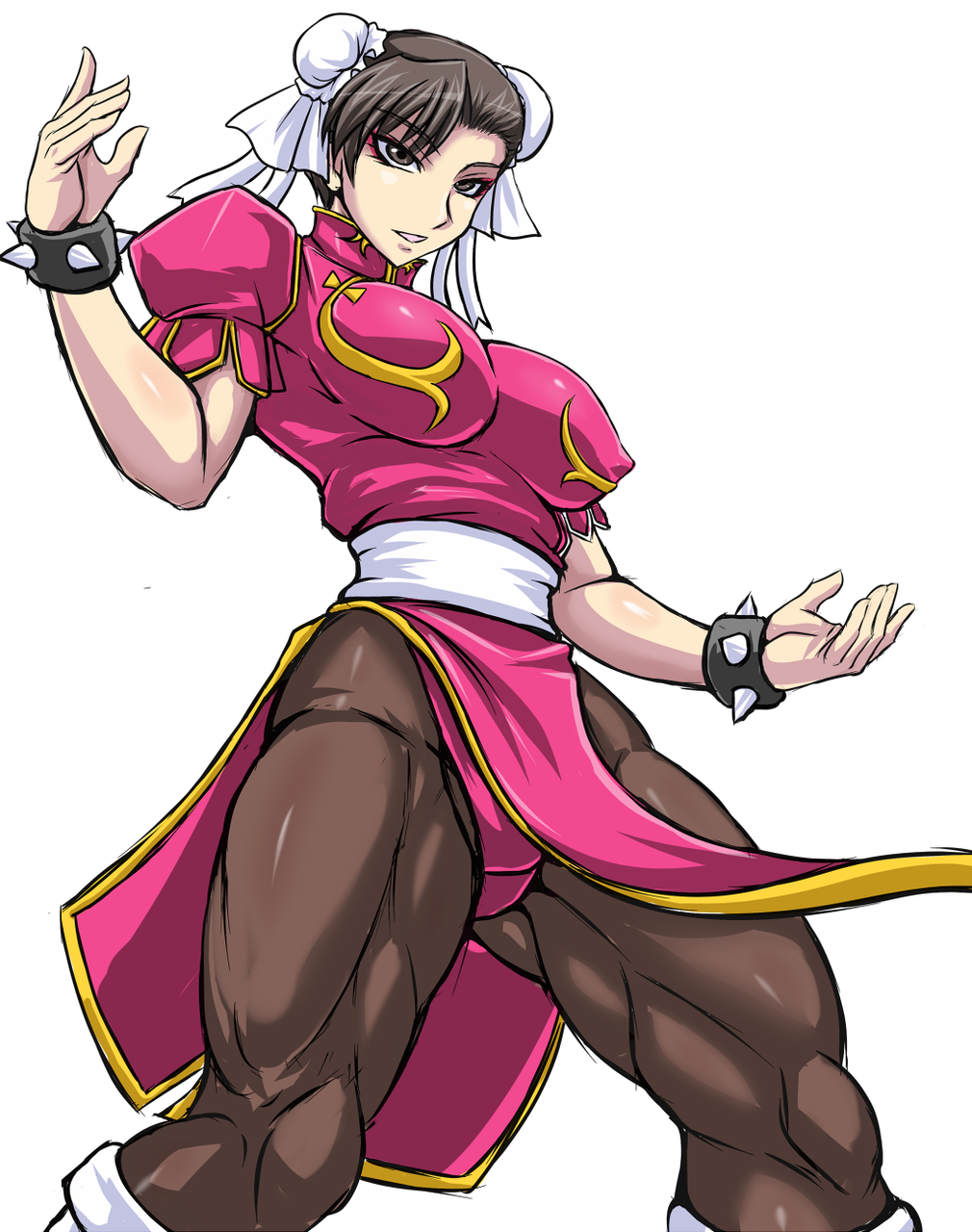 1girl, alternate_color, blue_dress, boots, bracelet, breasts, brown_eyes, brown_hair