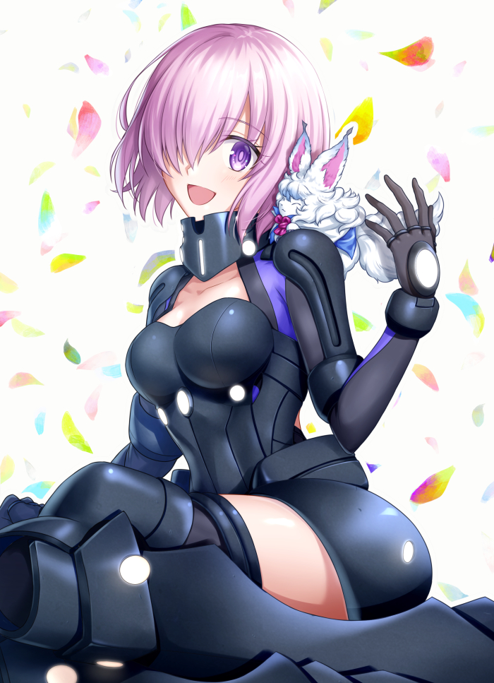 1girl, armor, armored_dress, black_armor, black_legwear, black_leotard, breasts, cleavage