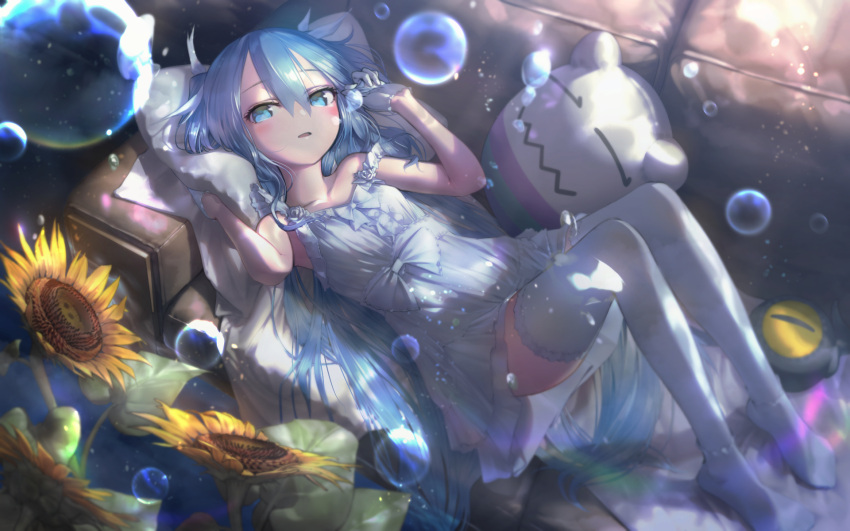 1girl, :o, bangs, blue_eyes, blush, breasts, bubble, collarbone