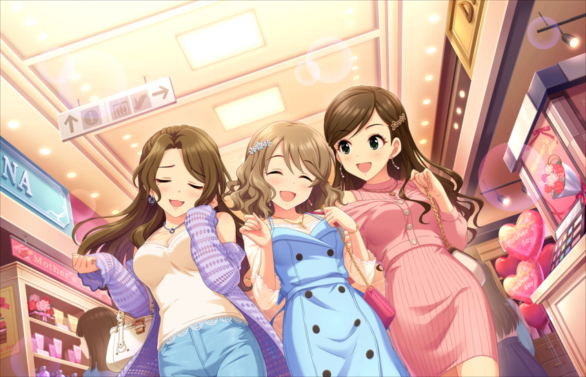 blush, brown_hair, closed_eyes, idolmaster_cinderella_girls_starlight_stage, short_hair, smile, tsukimiya_miyabi