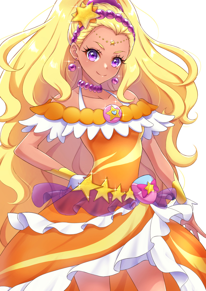 1girl, amamiya_erena, blonde_hair, choker, closed_mouth, collarbone, commentary_request, cure_soleil