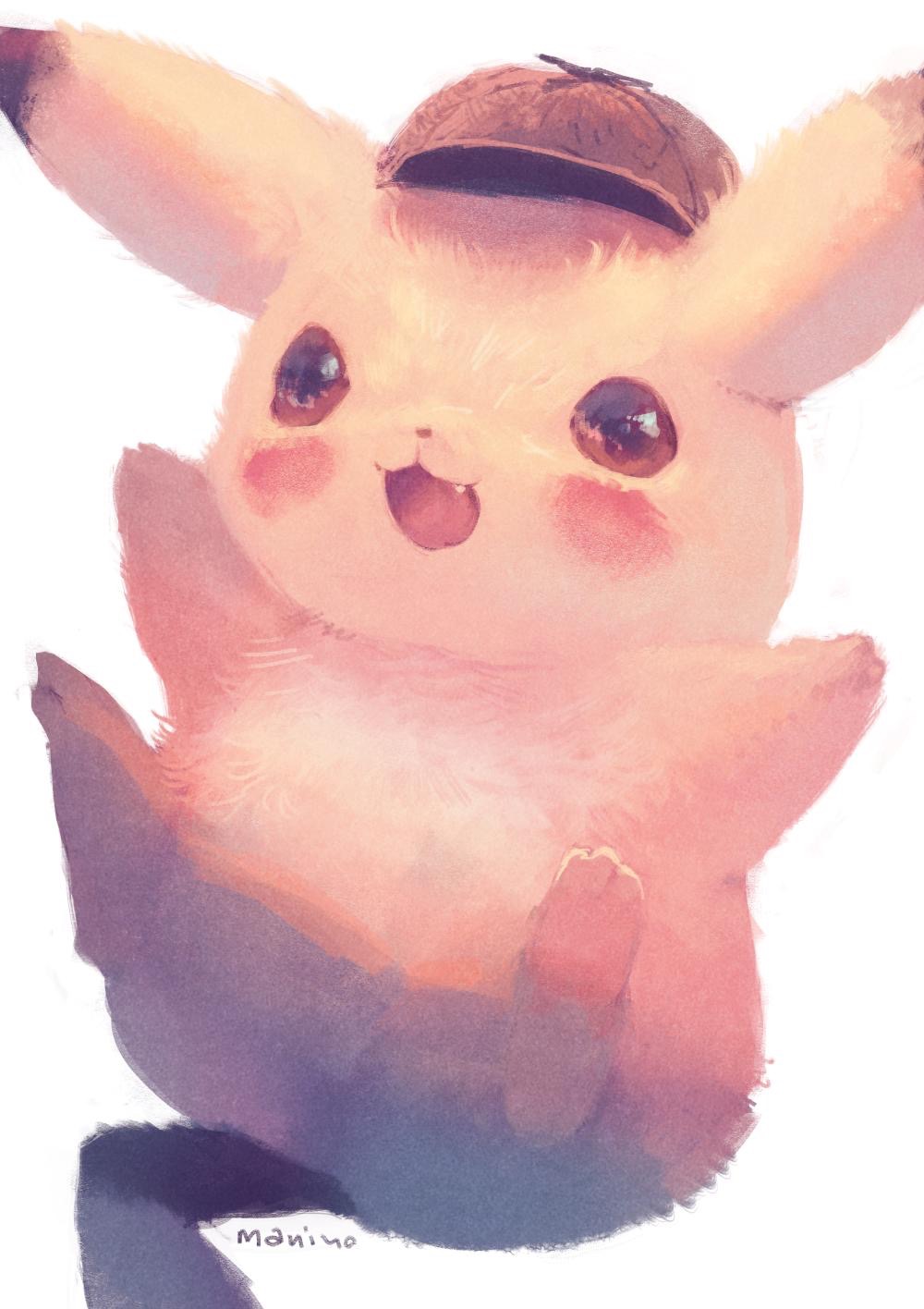 blush_stickers, brown_headwear, creatures_(company), deerstalker, detective_pikachu, detective_pikachu_(series), full_body, game_freak