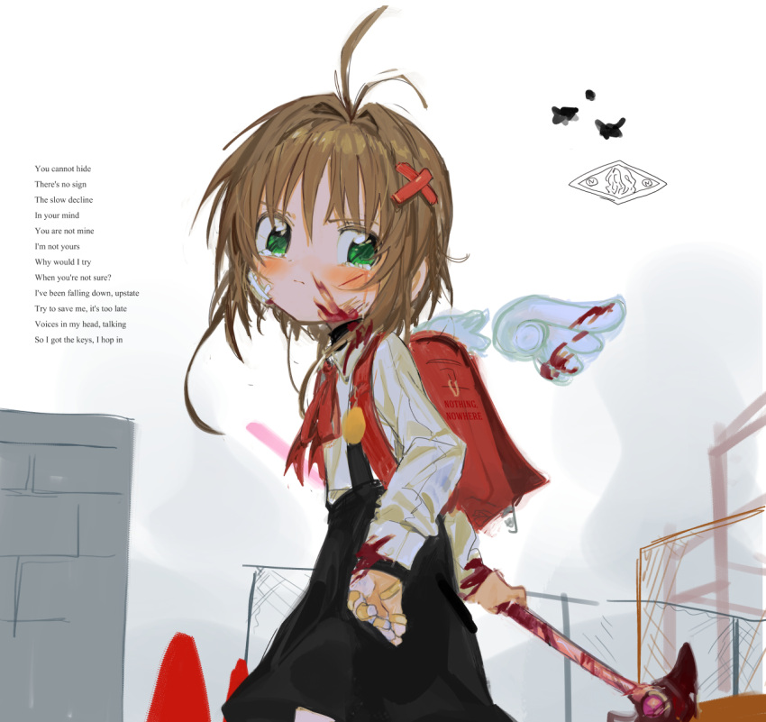 1girl, 3:, angry, antenna_hair, backpack, bag, bandaid, bandaid_on_finger