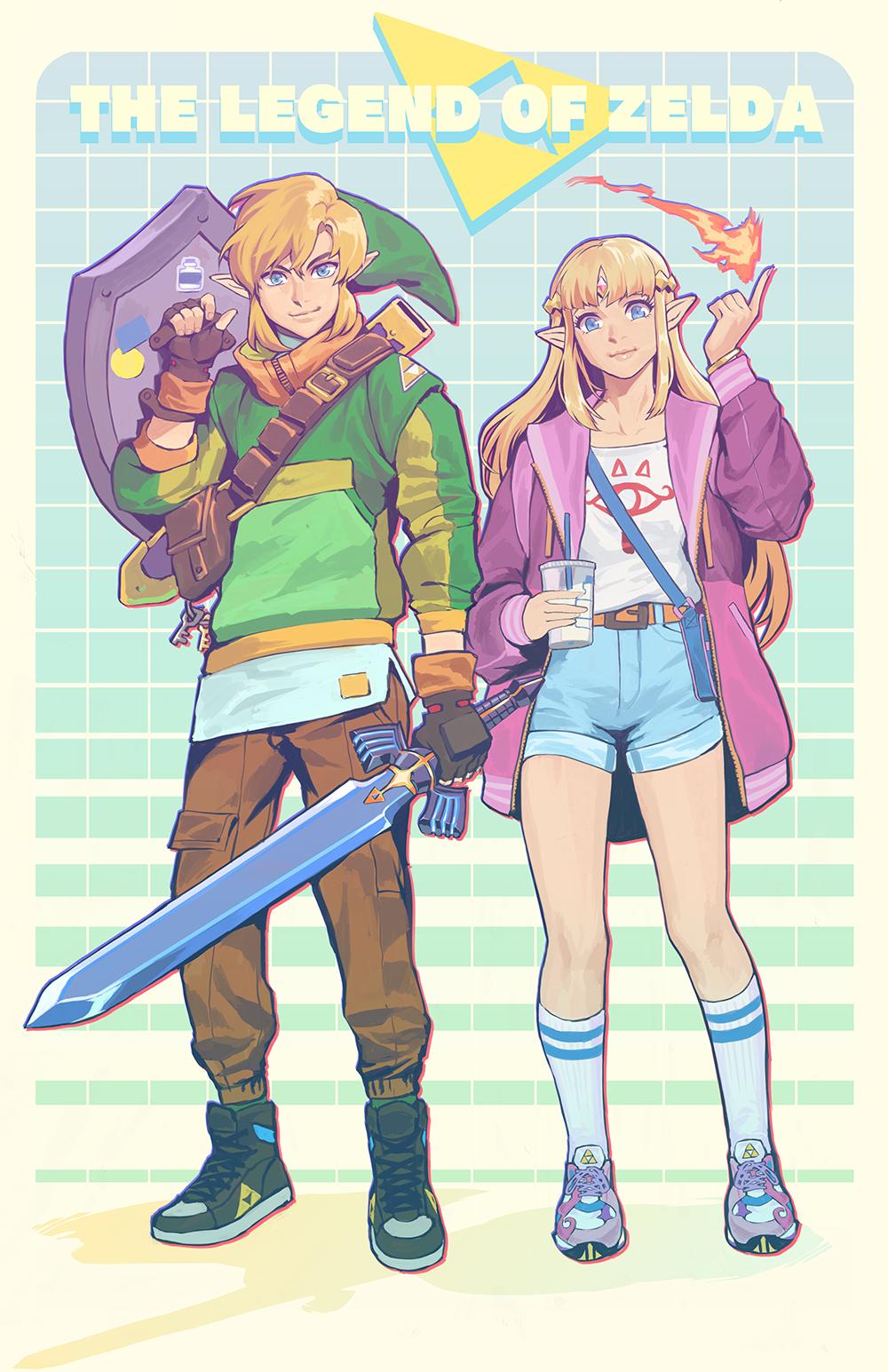 1boy, 1girl, bangs, blonde_hair, blue_eyes, blush, bracer, circlet