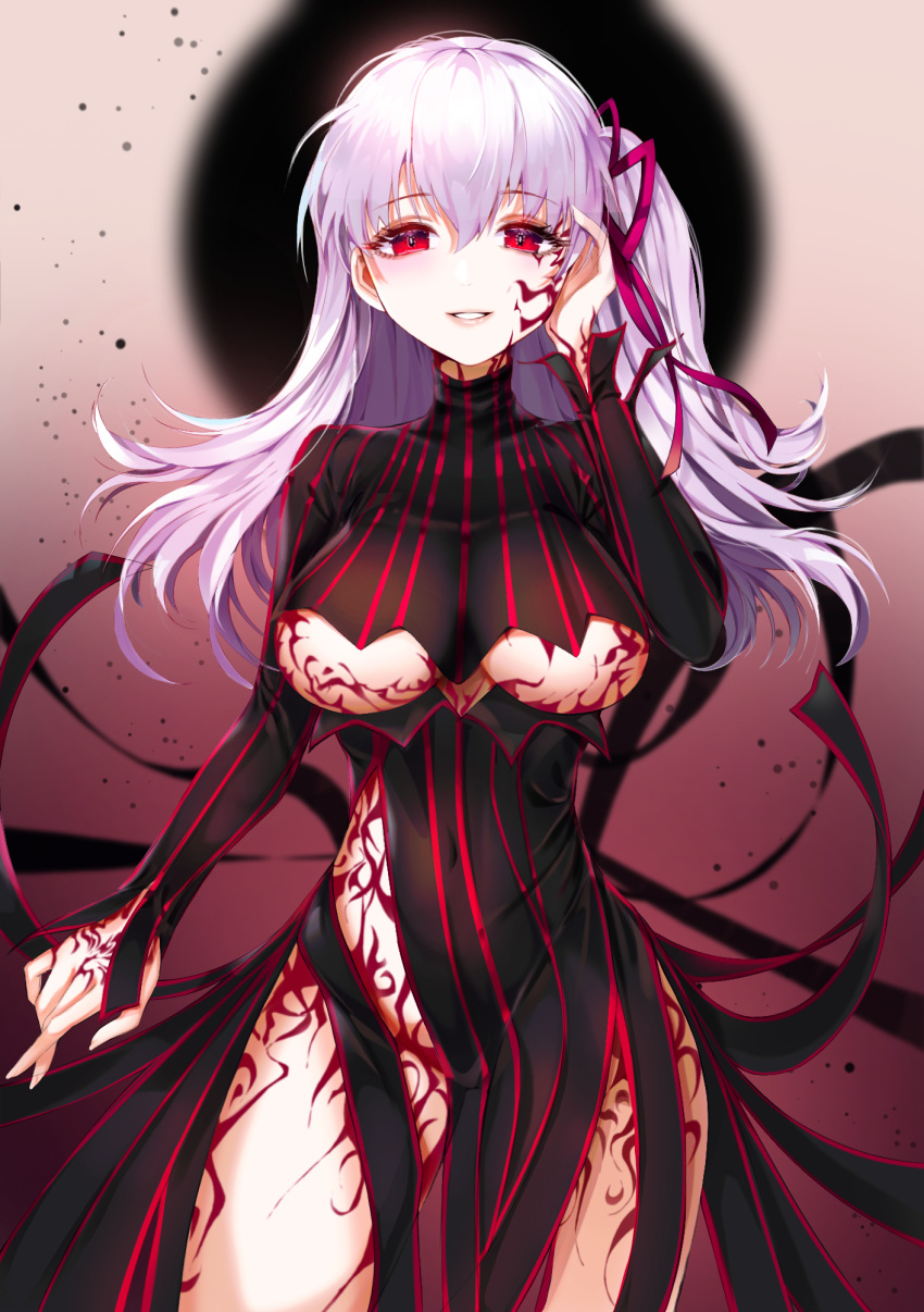 1girl, black_dress, breasts, cowboy_shot, dark_persona, dark_sakura, dress, ei_(tndusdldu)