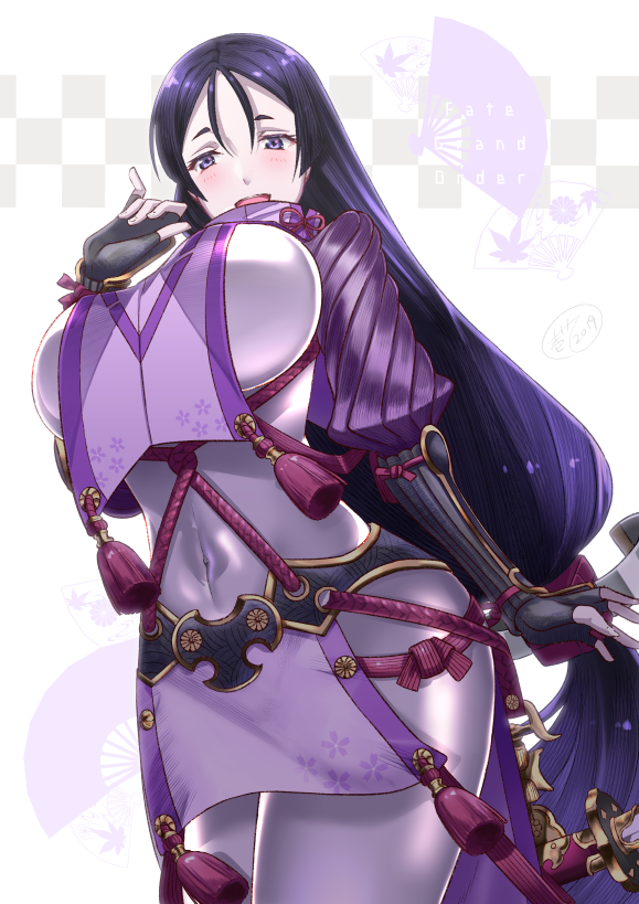bangs, black_gloves, bodysuit, breasts, covered_navel, curvy, fate/grand_order, fate_(series)