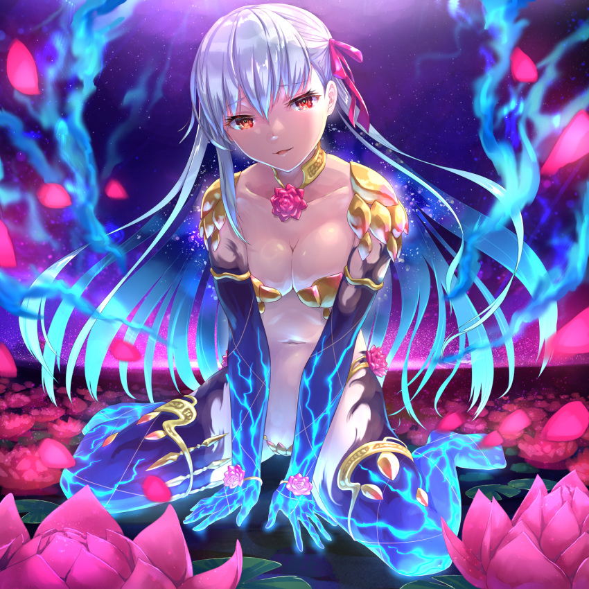 1girl, armor, bangs, bare_shoulders, bikini_armor, blush, bracelet, breasts