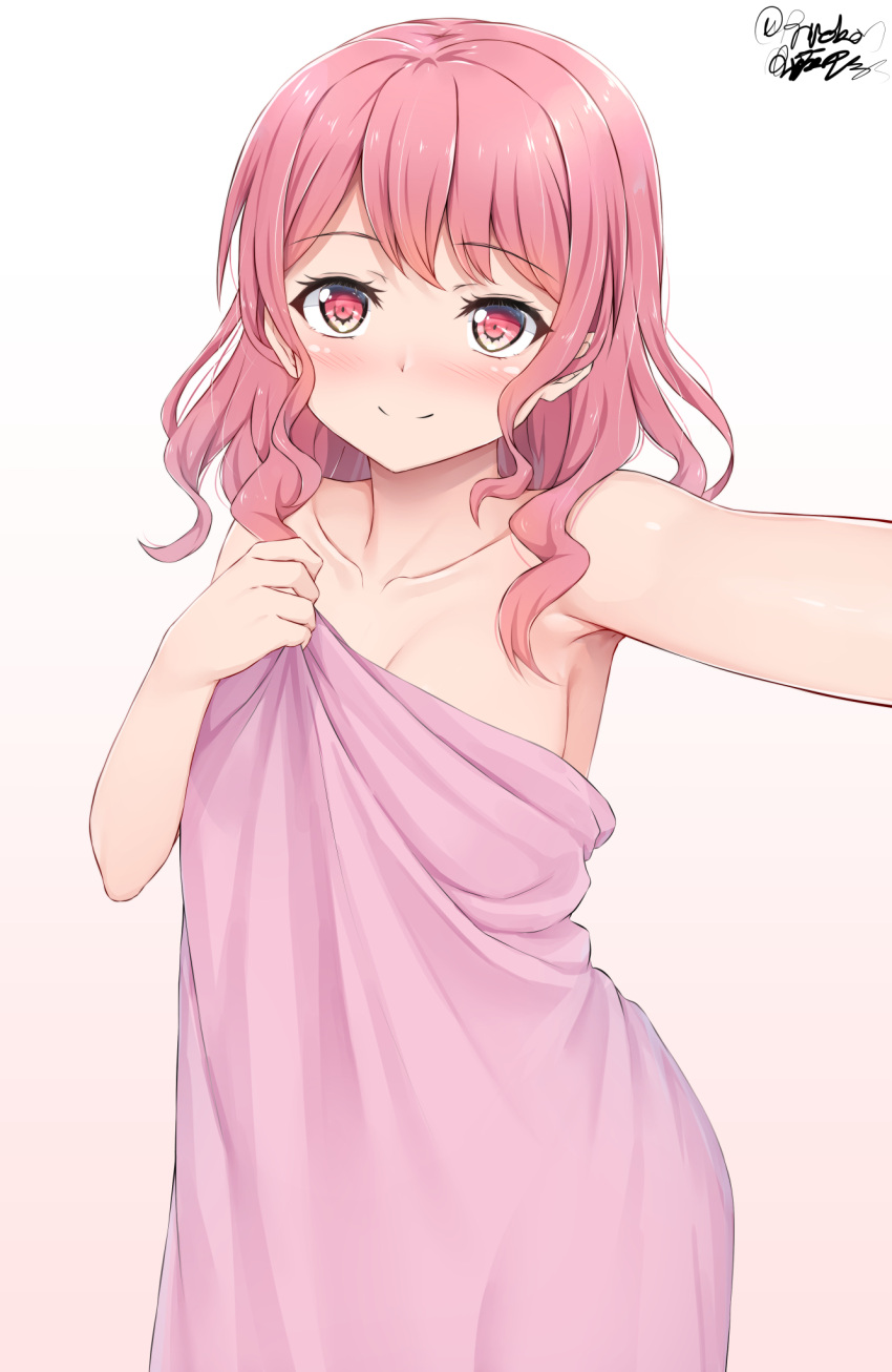 1girl, bang_dream!, bangs, blush, collarbone, hand_on_own_chest, highres, long_hair