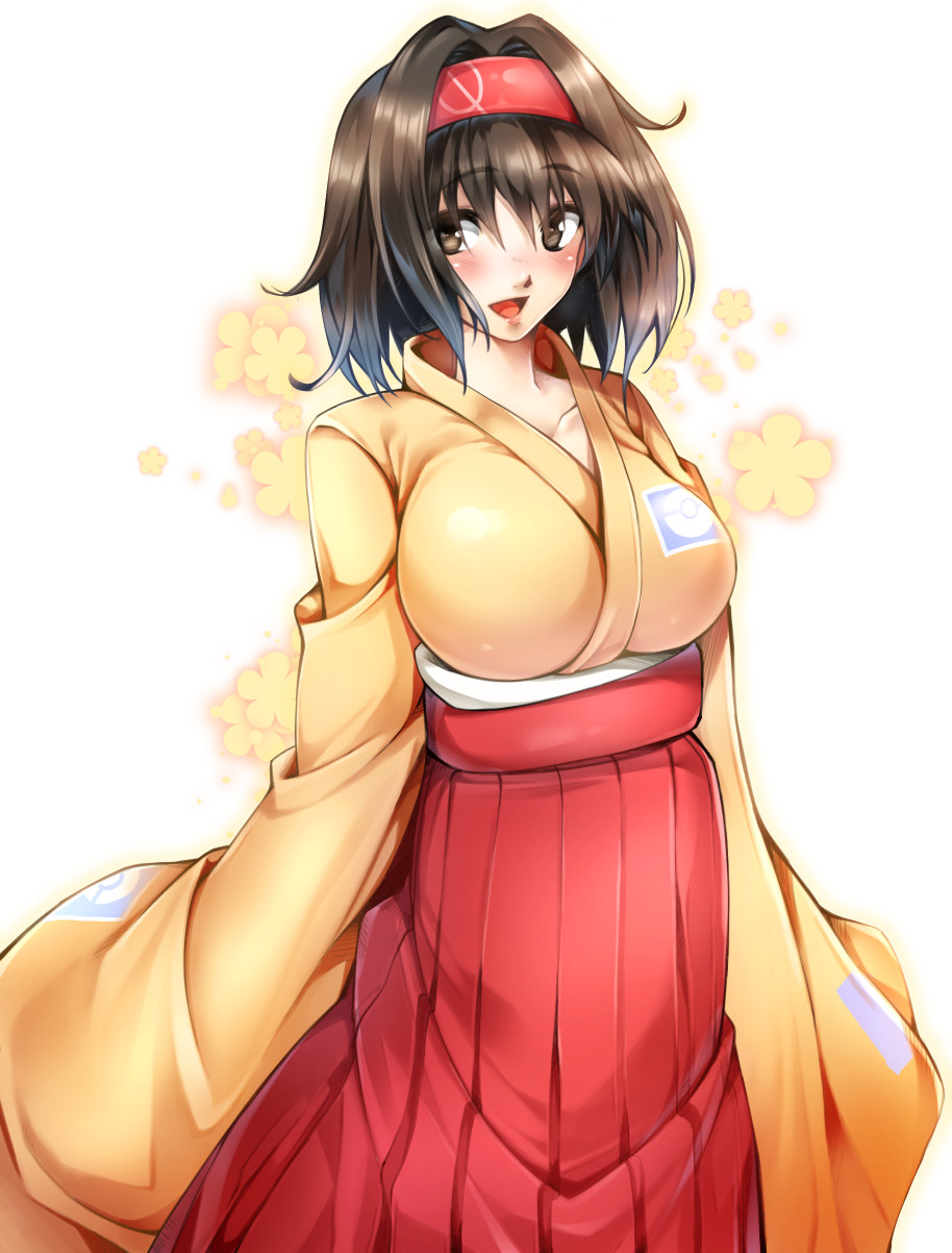 1girl, black_hair, blush, breasts, brown_eyes, collarbone, creatures_(company), erika_(pokemon)