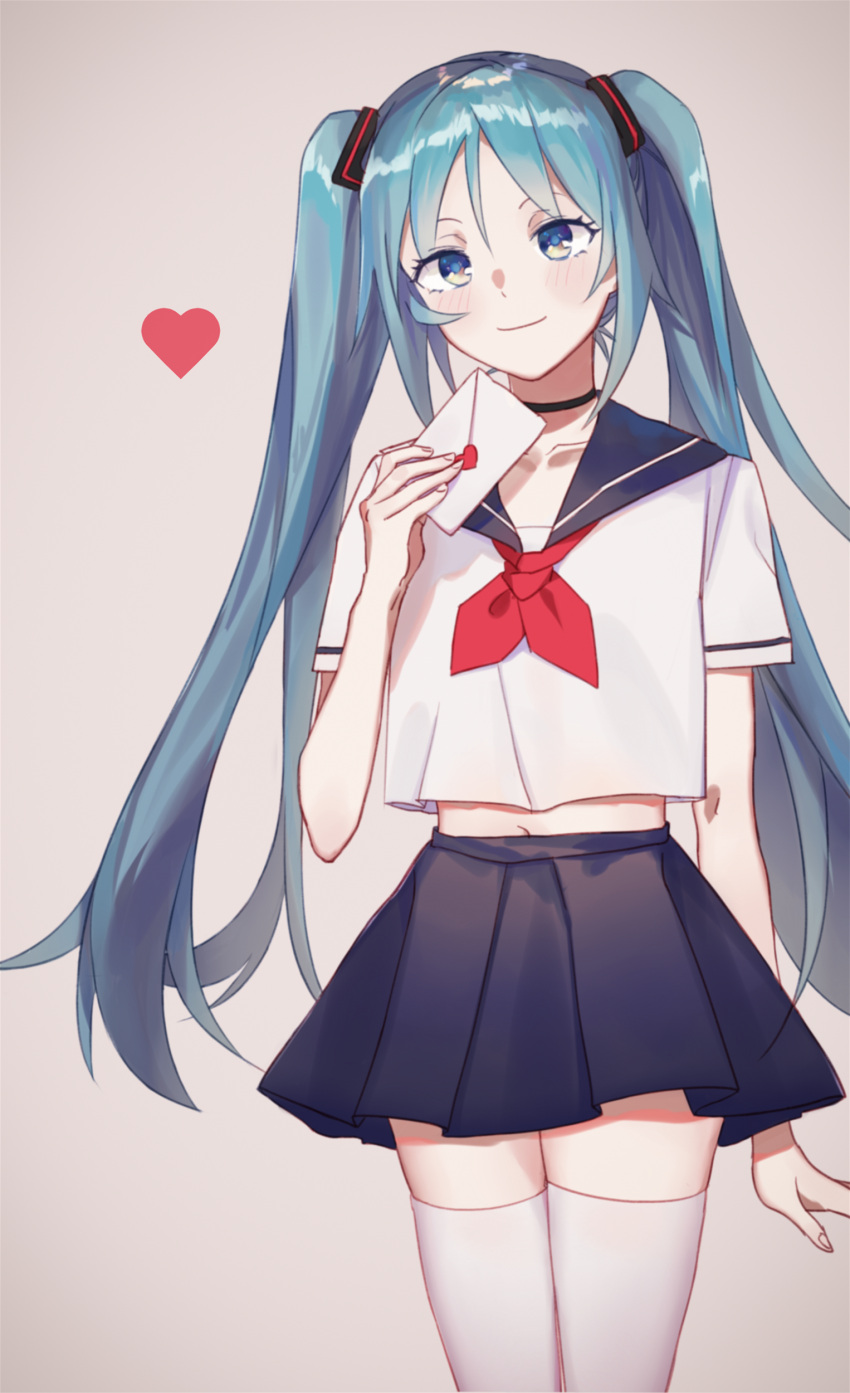 absurdres, arm_at_side, arms_up, asagi_jin, bangs, black_choker, black_sailor_collar, blue_hair