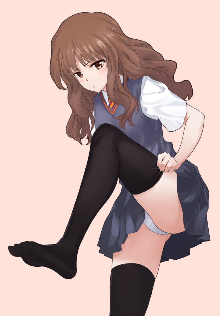 1girl, alternate_costume, ass, bad_id, bad_pixiv_id, blue_skirt, blue_vest, blush