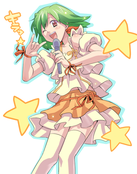 \m/, hikiyama_towa, macross, macross_frontier, ranka_lee, seikan_hikou, short_hair, star