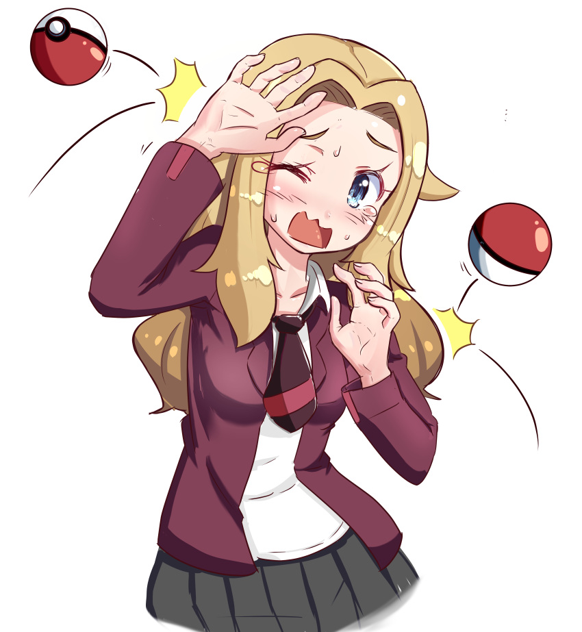 1girl, absurdres, blonde_hair, blue_eyes, blush, breasts, bullying, commentary_request