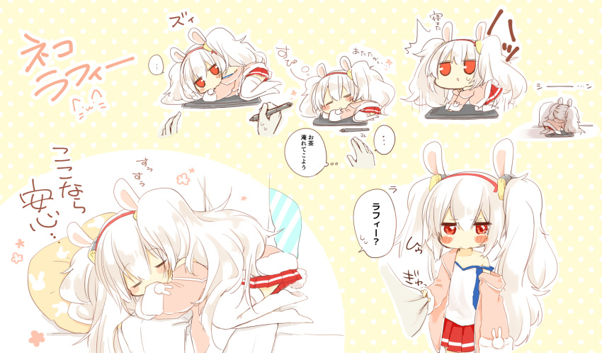 ..., 1boy, 1girl, animal_ears, azur_lane, bangs, chibi, closed_eyes