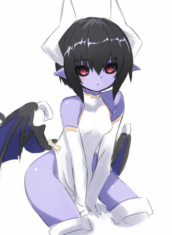 1girl, black_hair, black_sclera, china_dress, chinese_clothes, dress, elbow_gloves, gloves