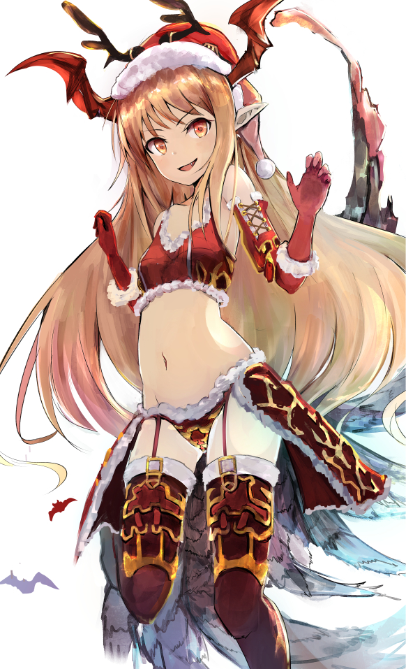 1girl, arched_back, bangs, bare_shoulders, bat, bat_wings, blonde_hair, breasts