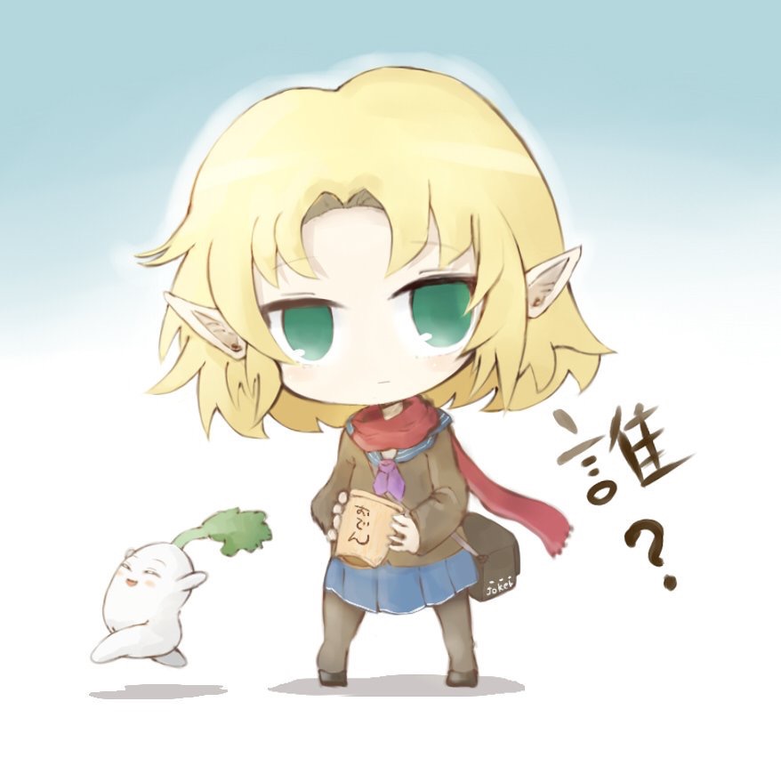1girl, bad_id, bad_pixiv_id, bag, blonde_hair, chibi, cookie_(touhou), daikon