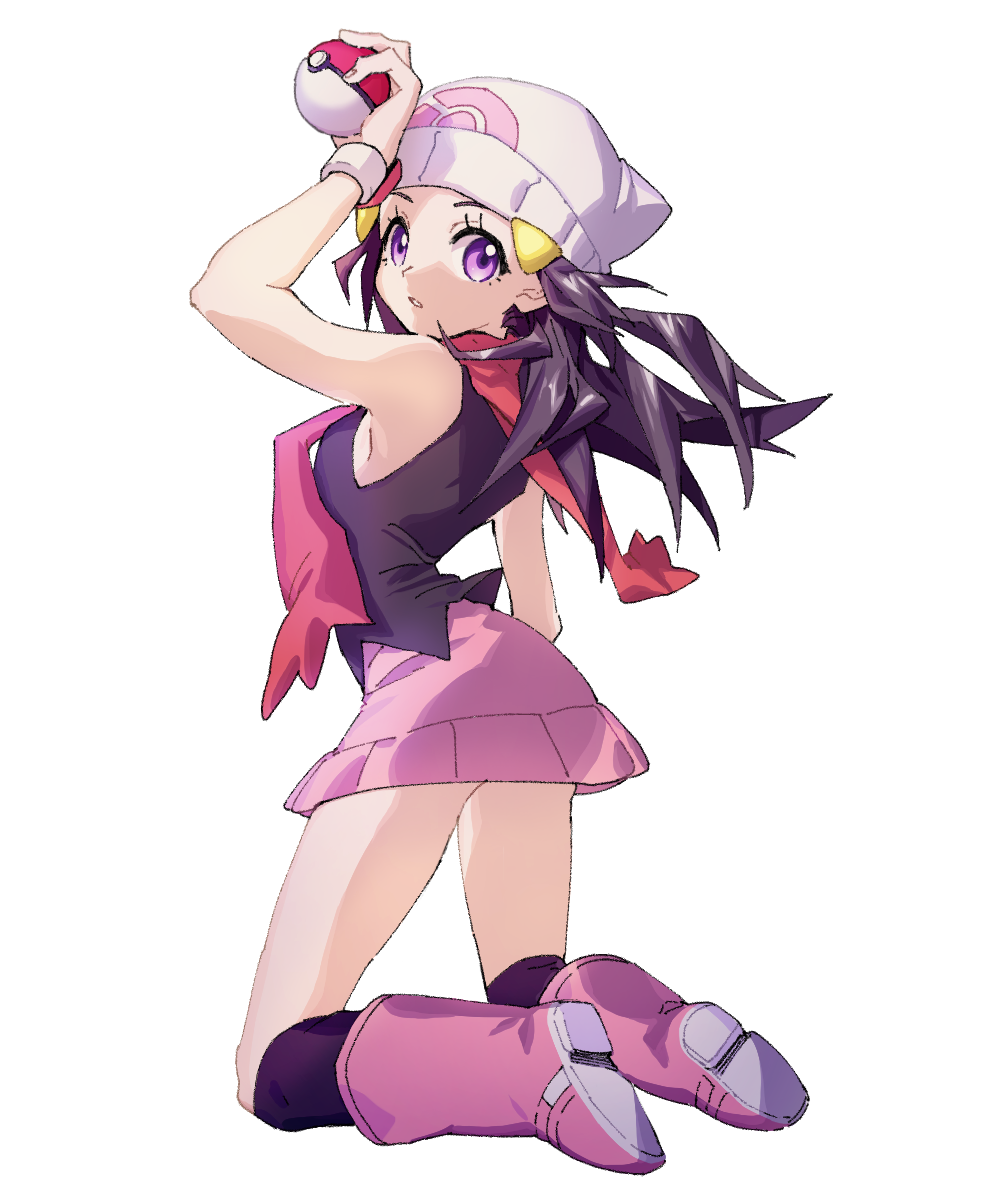 1girl, ankea_(a-ramo-do), arm_up, bare_shoulders, beanie, black_hair, black_legwear, black_shirt