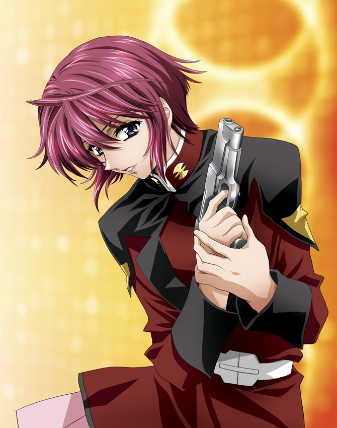gun, gundam, gundam_seed, gundam_seed_destiny, lunamaria_hawke, makaizou, short_hair, weapon