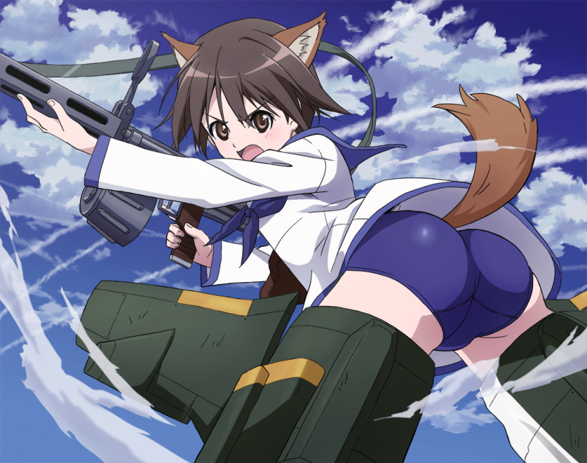 1girl, angry, animal_ear_fluff, animal_ears, anime_coloring, ass, bangs, bent_over