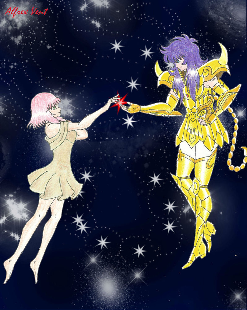 armor, beige_dress, blue_eyes, blue_hair, constellation, giving_the_hands, gold_saints, green_eyes