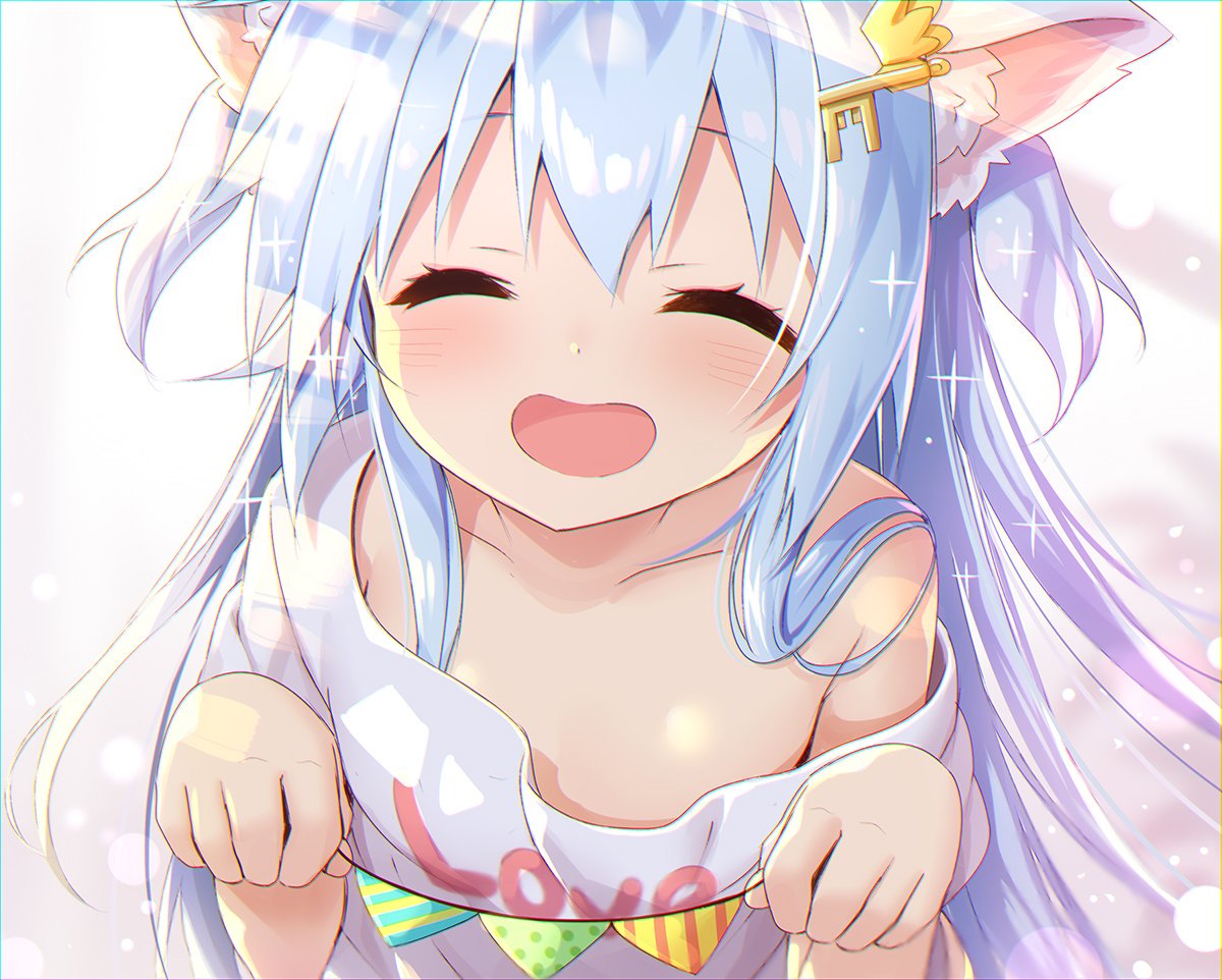 :d, ^_^, animal_ear_fluff, animal_ears, blue_hair, blush, cat_ears, closed_eyes