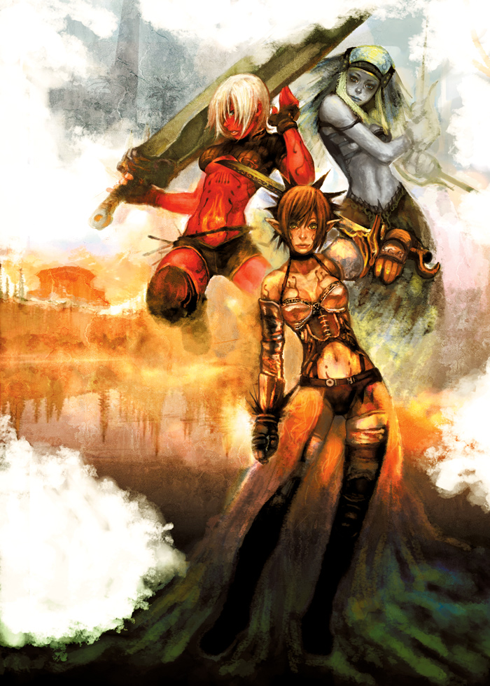 #1, langewong, red_skin, sword, weapon, white_hair