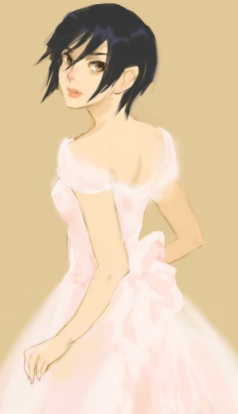 blood+, brown_eyes, dress, kuwatani, looking_back, otonashi_saya, short_hair