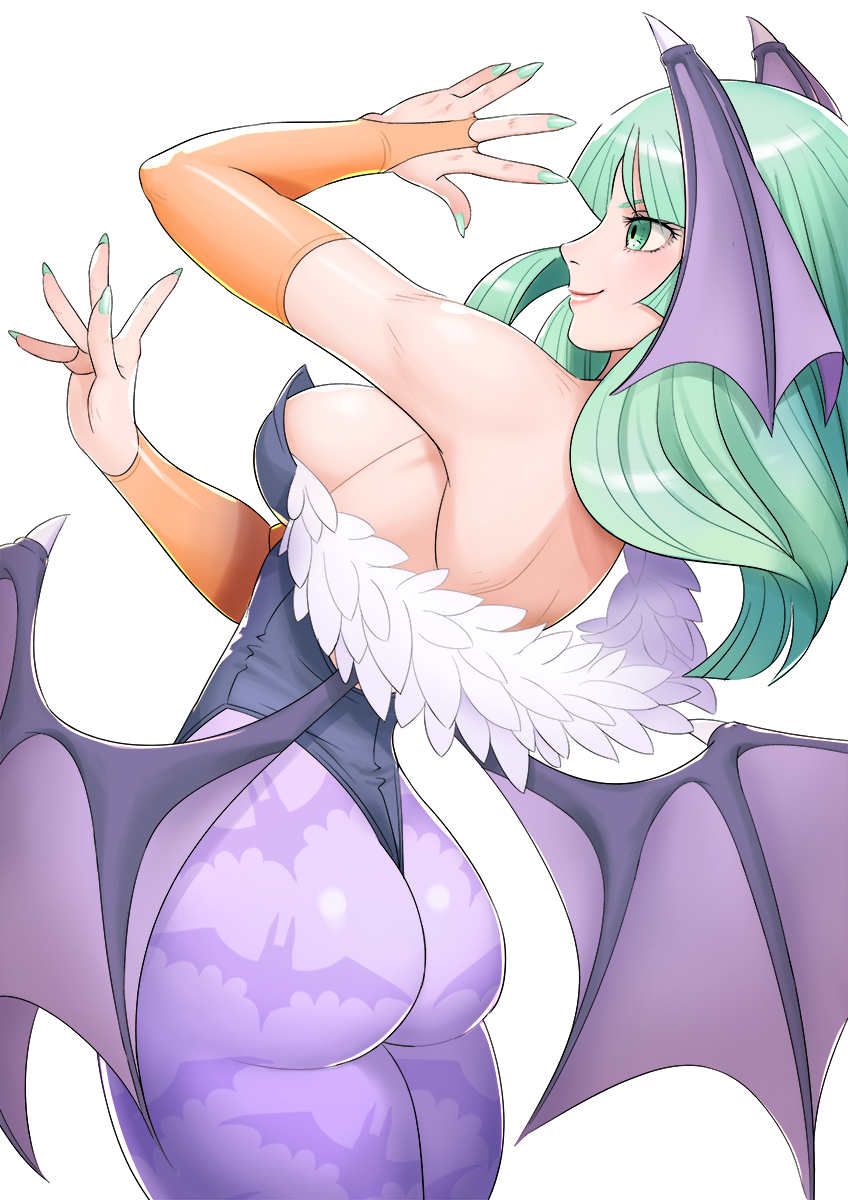 1girl, animal, animal_print, ass, bangs, bat, bat_print, breasts