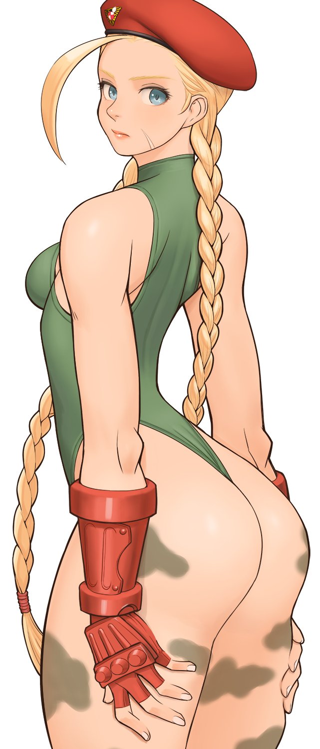 1girl, ahoge, antenna_hair, ass, beret, blonde_hair, blue_eyes, braid