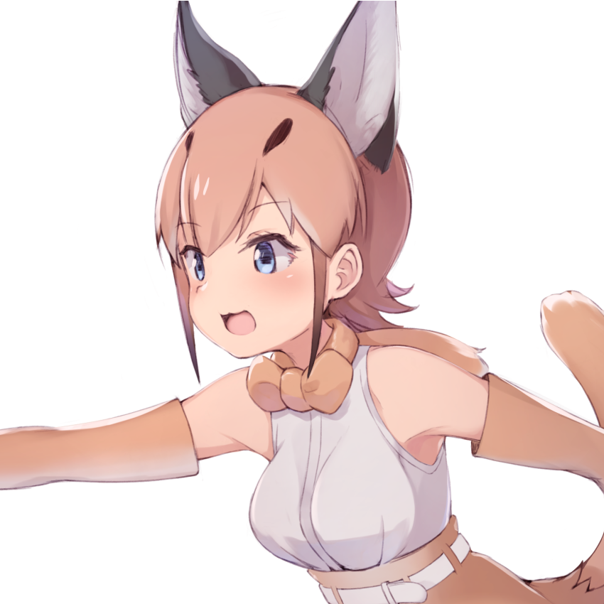 1girl, :3, bare_shoulders, belt, black_hair, blue_eyes, blush, bow