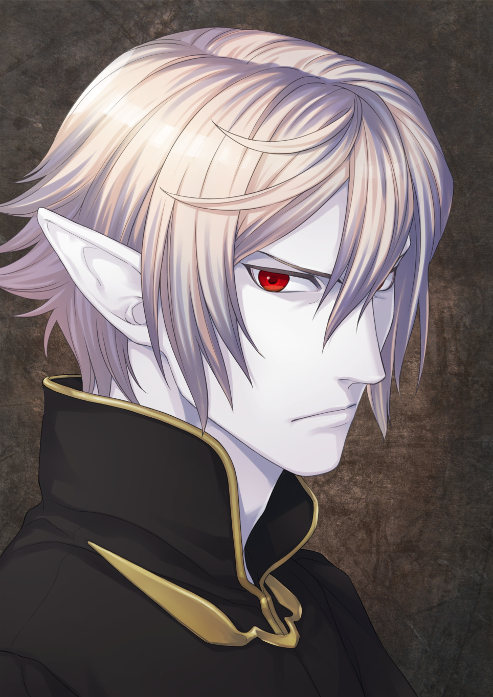 1boy, brown_background, commentary_request, erebas_the_demon_king, hair_between_eyes, highres, looking_at_viewer, male_focus