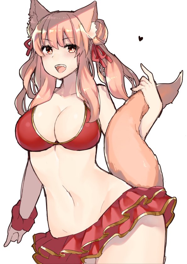 1girl, animal_ears, anoshabu, bikini, breasts, double_bun, fate/extra, fate/extra_ccc