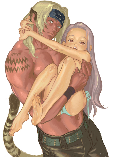 barefoot, bikini, breath_of_fire, breath_of_fire_iii, carrying, feet, hands, hug